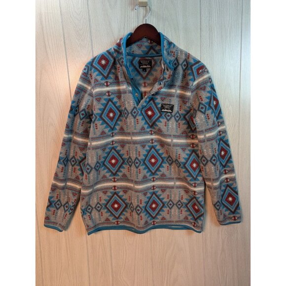 Massive Outdoor Other - Massive Outdoor Mens Aztec Fleece Long Sleeve 1/4 Snap Button Size Medium Gray